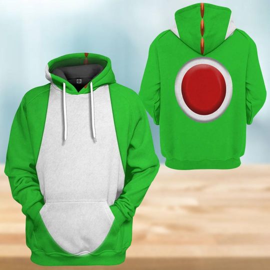 Yoshi 3D Hoodie Cosplay, Mario Gamer Sweatshirt