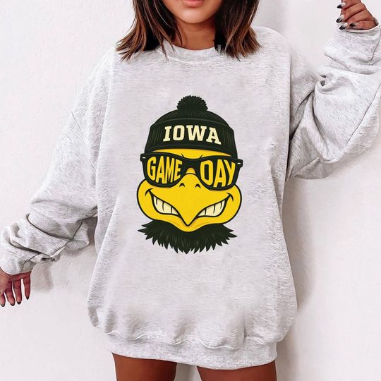 Iowa Football Sweatshirt, Retro Game Day Unisex Crewneck, Iowa Hawkey Mascot Fan Shirt