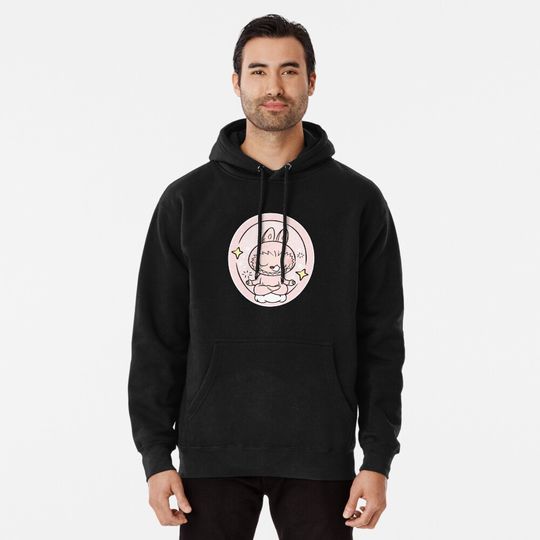 Labubu lazy yoga sticker and merch Pullover Hoodie
