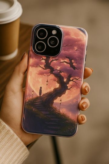 Custom Kawaii Manga Inspired Sakura Phone Case for iPhone 16 Pro 15 13 12Mini 8 Plus Samsung Cases S25 Ultra S24 S23 S10 Anime Lovers Gift