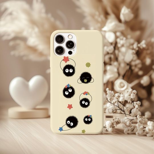 Cute Soot Sprite Phone Case, iPhone 11 12 13 14 15 16 Case, Samsung Galaxy, Pixel Case, Spirited Away, Anime Phone Case Gift, Studio Ghibli