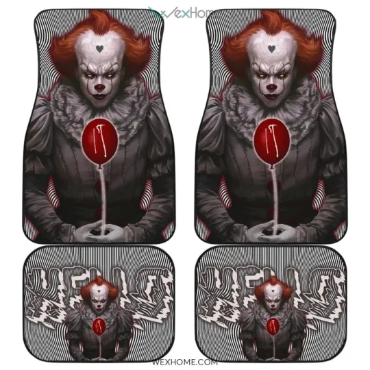 Pennywise Spiral Car Floor Mats Hello Horror Movie Gift Black White For Fans