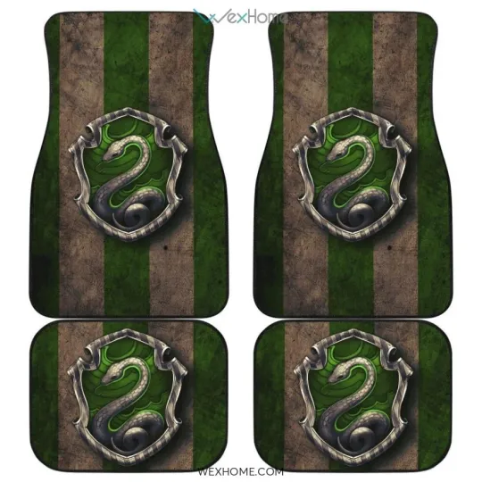 Slytherin Logo Car Floor Mats Harry Potter Movie Fan Gift for Auto Decor