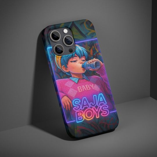 Sajaboys Baby Phone Case  Neon Anime Boy iPhone Cover  Vaporwave Streetwear Art  Cool Aesthetic Phone Case Gift Trendy Smartphone Cover