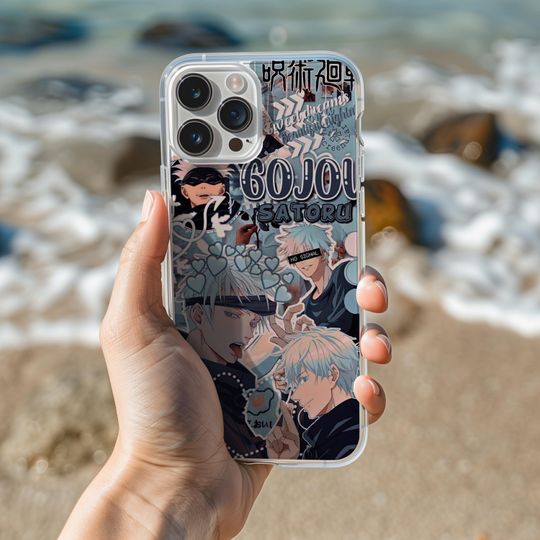 Gojo Satoru Soft Anime Phone Case | Jujutsu Satoru Kawaii Flexi Cover for iPhone 16-7 & Samsung Galaxy S25 S23 S22 S21 S10