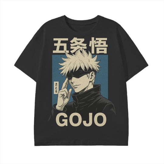 Gojo Satoru Anime Streetwear Shirt - Vintage Manga Tee, Jujutsu Satoru Graphic T-Shirt, Japanese Aesthetic Apparel, Gift for Anime Fans