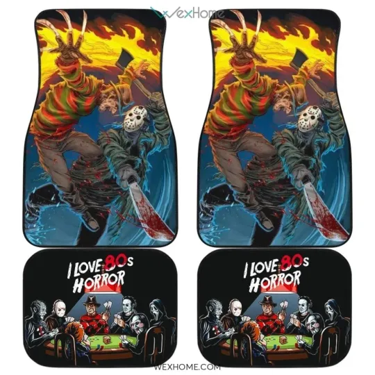 Freddy vs Jason Car Floor Mats Horror Movie Fighting Scene Car Gift Decor