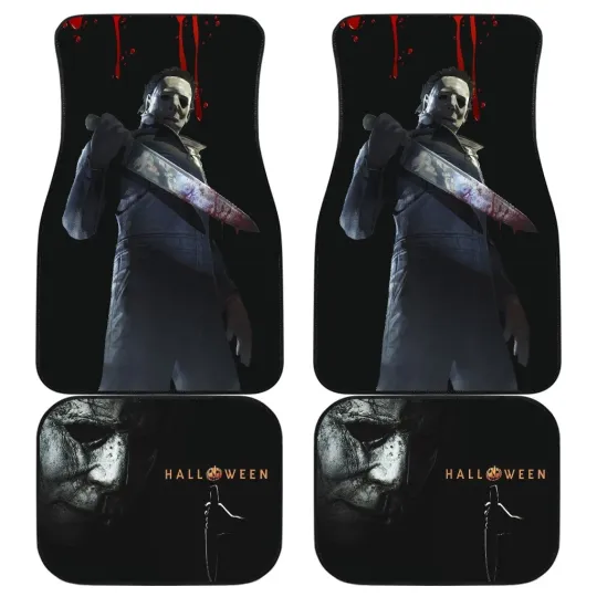 Michael Myers Car Floor Mats Horror Bloody Knife Scene Gift For Halloween Fans