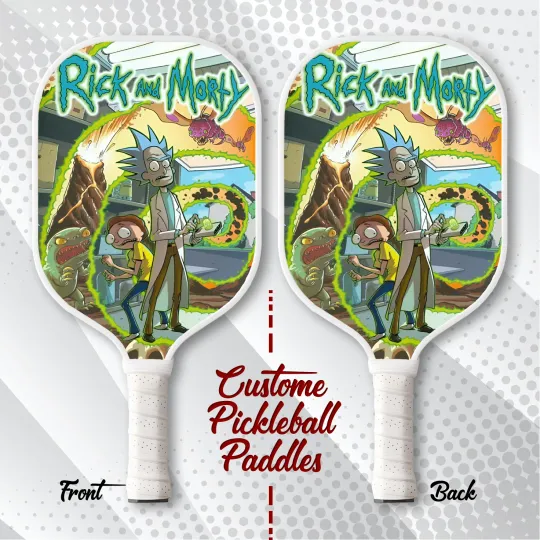 Rick and Rickandmorty Pickleball Paddle Funny Cartoon Gift Custom Paddle for Fans