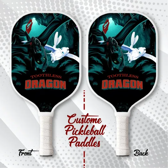 Toothless Dragon Pickleball Paddle HTTYD Gift Custom Paddle for Fans