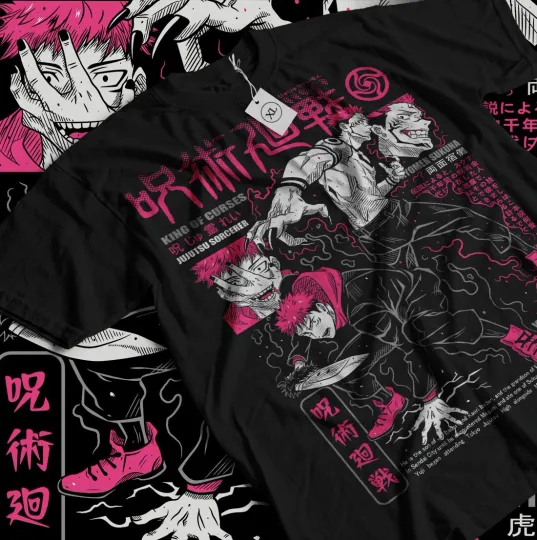 Itadori Yuji T-Shirt Jujutsu Satoru Ryomen Sukuna Horror Anime Shirt All Size