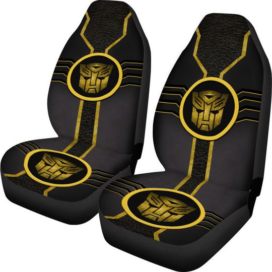 Transformers Gold Black Autobots Seat Covers Fan Gift Universal Fit