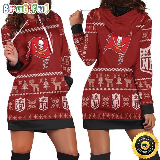 Tampa Bay Buccaneers Hoodie Dress Christmas Print Hoodie Dress For Women