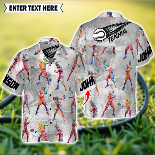 Tennis Color Seamless Pattern with Tennis Ball Custom Hawaiian Shirt