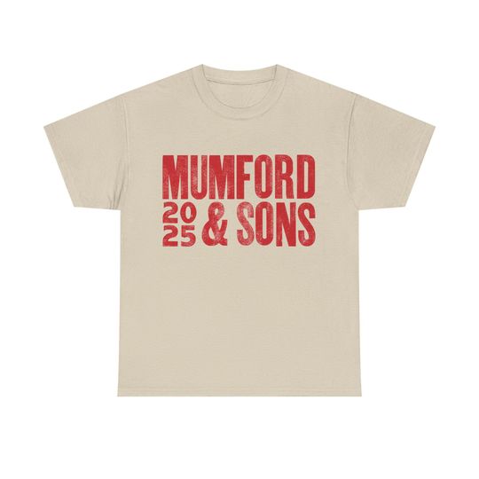 Mumford and Sons 2025 Tour Sand 2 Sided T-Shirt, Tour Merch Crewneck T-shirt