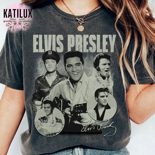 Elvis Presley Vintage Collage Shirt, Retro Rock and Roll Music Legend Tee, Classic Elvis Presley Memorabilia Graphic Shirt
