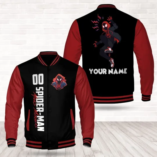 Personalized Spidern-Man Miles Morales Superhero Halloween Baseball Jacket