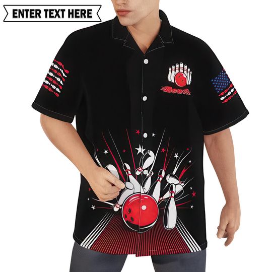 Bowling Hawaiian Shirt  Bowling My Favorite Sport Black Aloha Shirt