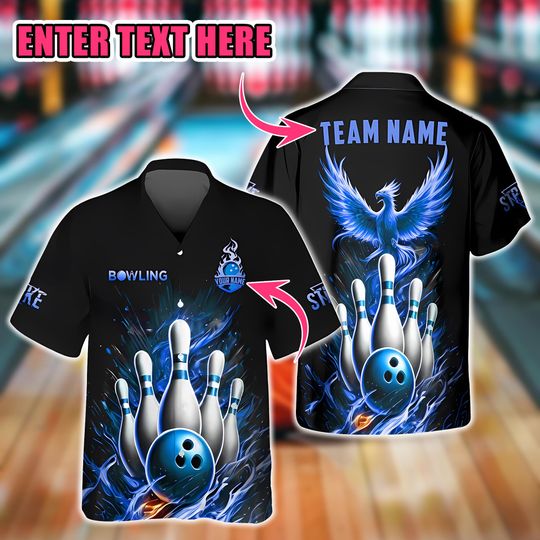 Phoenix and Flaming Bowling Pattern with Personalized Name and Team Name