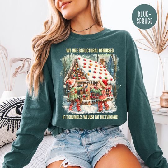 Funny Gingerbread House Christmas Long Sleeve Shirt for Men and Women