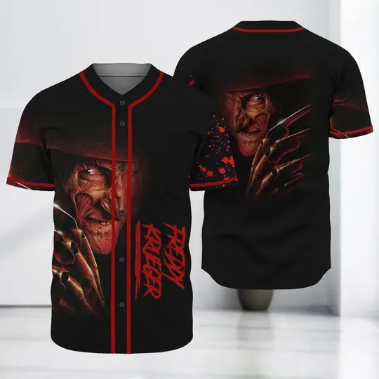 Halloween Freddy Krueger Baseball Jersey, Freddy Krueger Shirt, Horror Movie Shirt Men, Freddy Halloween Shirt, Horror Baseball Jersey