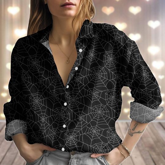 Halloween Spider Web Look Blouse for Women