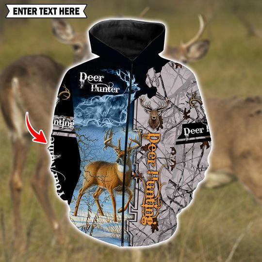 Custom Deer Hunting Shirt  Winter Camo Hunter Legend 3D