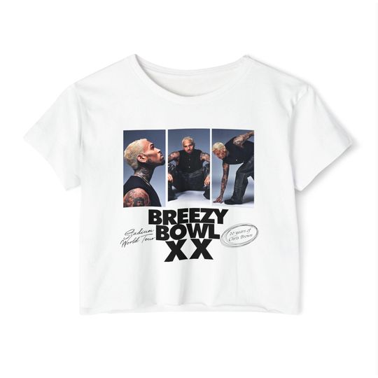 Chris Brown crop shirt, xx Chris Brown breezy bowl 20 Tour crop tshirt