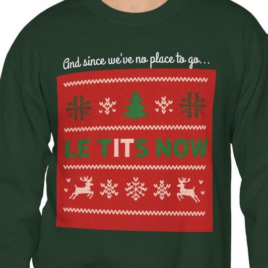 Ugly Christmas Sweater, Let It Snow Funny Holiday Sweatshirt, Unisex Crewneck Jumper