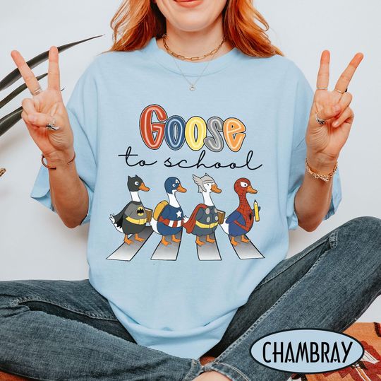 Goose Back To School T-Shirt, Funny Superhero Goose Tee, Cute Goose First Day Of School Shirt, Cute Back to School Shirt