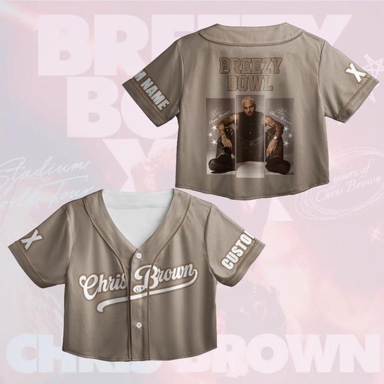 Personalized Chris Brown Crop Top Jersey, Breezy Bowl XX 2025 Baseball Shirt