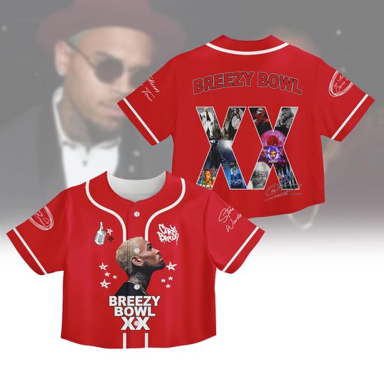 Chris Brown Tour Crop Top Jersey, Breezy Bowl 2025 Tour Baseball Jersey