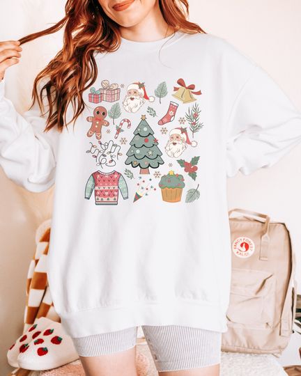 Ugly Christmas Sweater Tis the Season Frosty the Snowman Santa Graphic Pullover Holiday Ugly Sweatshirt