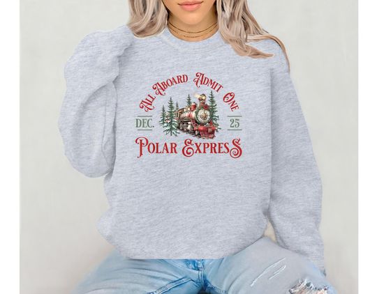 Polar Express Christmas Sweatshirt, Merry Christmas Crewneck, Holiday Gift for Family, Women's Xmas Sweater