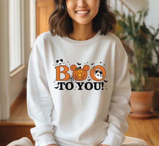 Halloween Ghost Sweatshirt, Boo To You Sweatshirt, Mickey Ghost Sweatshirt, Halloween Sweatshirt, Halloween Pumpkin Sweater