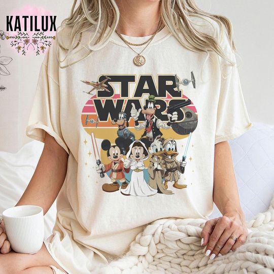 Star Wars x Mickey and Friends T-Shirt, Disney Mickey Han Solo Shirt, Goofy Stormtrooper Tee, Donald Duck Jedi Shirt, Galaxy's Edge Tee