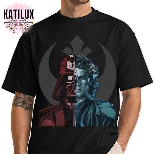 Vader Anakin Skywalker Half Face T-Shirt, Jedi Sith Graphic Tee, 90s Aesthetic Shirt, Star Wars Gift 2025 Shirt, Star Wars Matching Tee