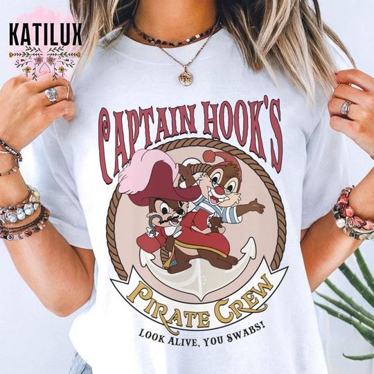 Disney Chip and Dale Pirate Crew T-Shirt, Captain Hook Smee Look Alive You Swabs Tee, Disneyland Family Trip 2025 Shirt, Disney Group Tee