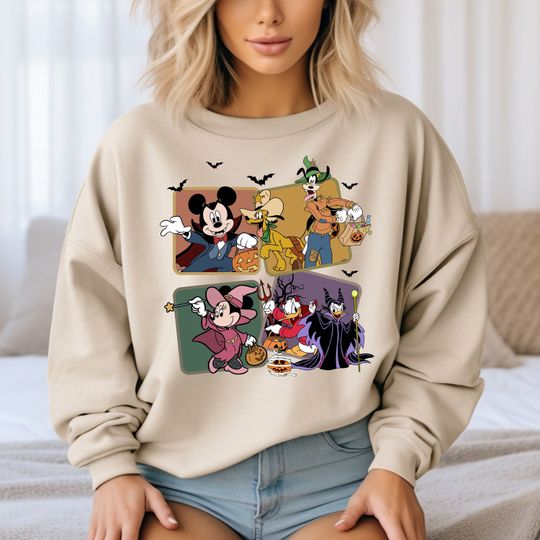 Mickey And Friends Halloween Sweatshirt, Disney Halloween Hoodie, Spooky Season Sweatshirt, Disney Pumpkin Sweatshirt, Disney Spooky Sweater