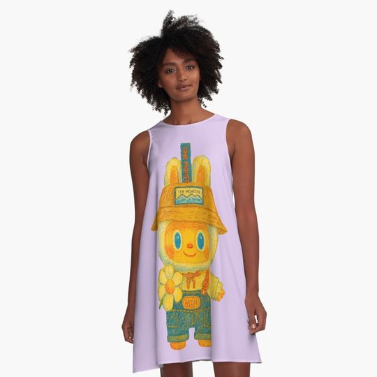 Flower Labubu A-Line Dress, Gift for Her