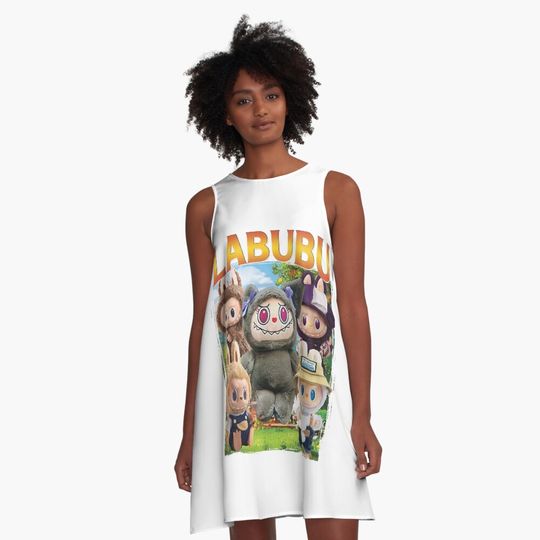 Meme Vintage Labubu The Monsters Funny Labubu Cute A-Line Dress, Gift for Her