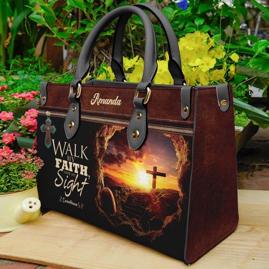 Personalized Leather Handbags For Christian, Jesus Motivational Religious Handbag, Bible Tote Bags for Women, Church Bag