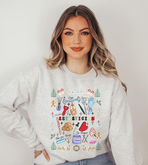 Esthetician Christmas Ugly Sweater, Beautician Gift, Skin Therapist Crewneck, Aesthetician Gift
