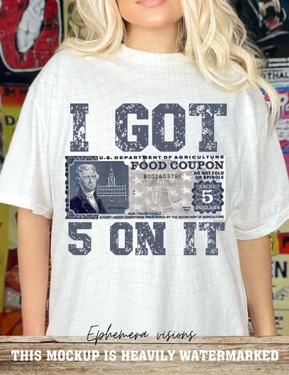 Food Stamp T-Shirt, I Got 5 on It, Started from The Bottom Retro, Unisex Funny Parody Tee