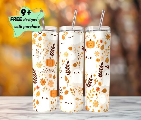 Halloween ghost 20oz tumbler, Spooky season tumbler, fall tumbler wraps