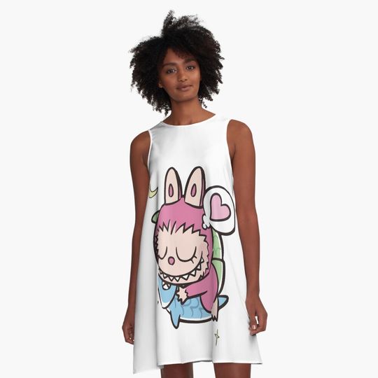 Sleepy Labubu A-Line Dress, Gift for Her