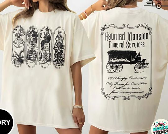 Vintage Haunted Mansion Stretching Room Sketch T-Shirt, Disney Parks Ride Inspired, Halloween Foolish Mortals Tee