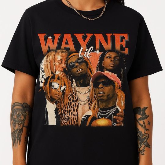 Lil Wayne Shirt Vintage Rap Tee Hip Hop Collage Graphic T-Shirt Young Money Streetwear