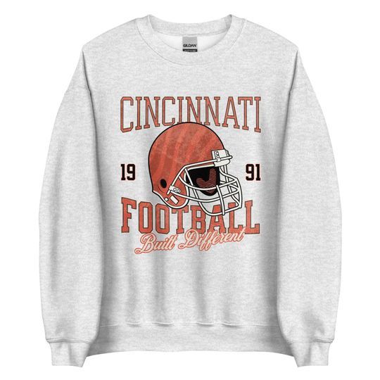 Cincinnati Football Sweatshirt, Vintage Built Different 90s Game Day Pullover