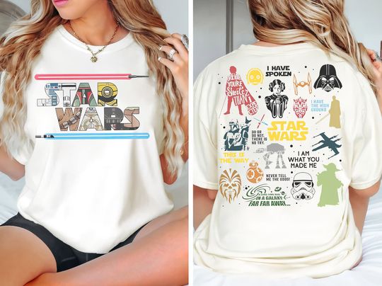 Retro 90s Disney Star Wars Double Sided T-Shirt, Galaxy's Edge Trip, Disneyland Matching Tee, Disney Vacation